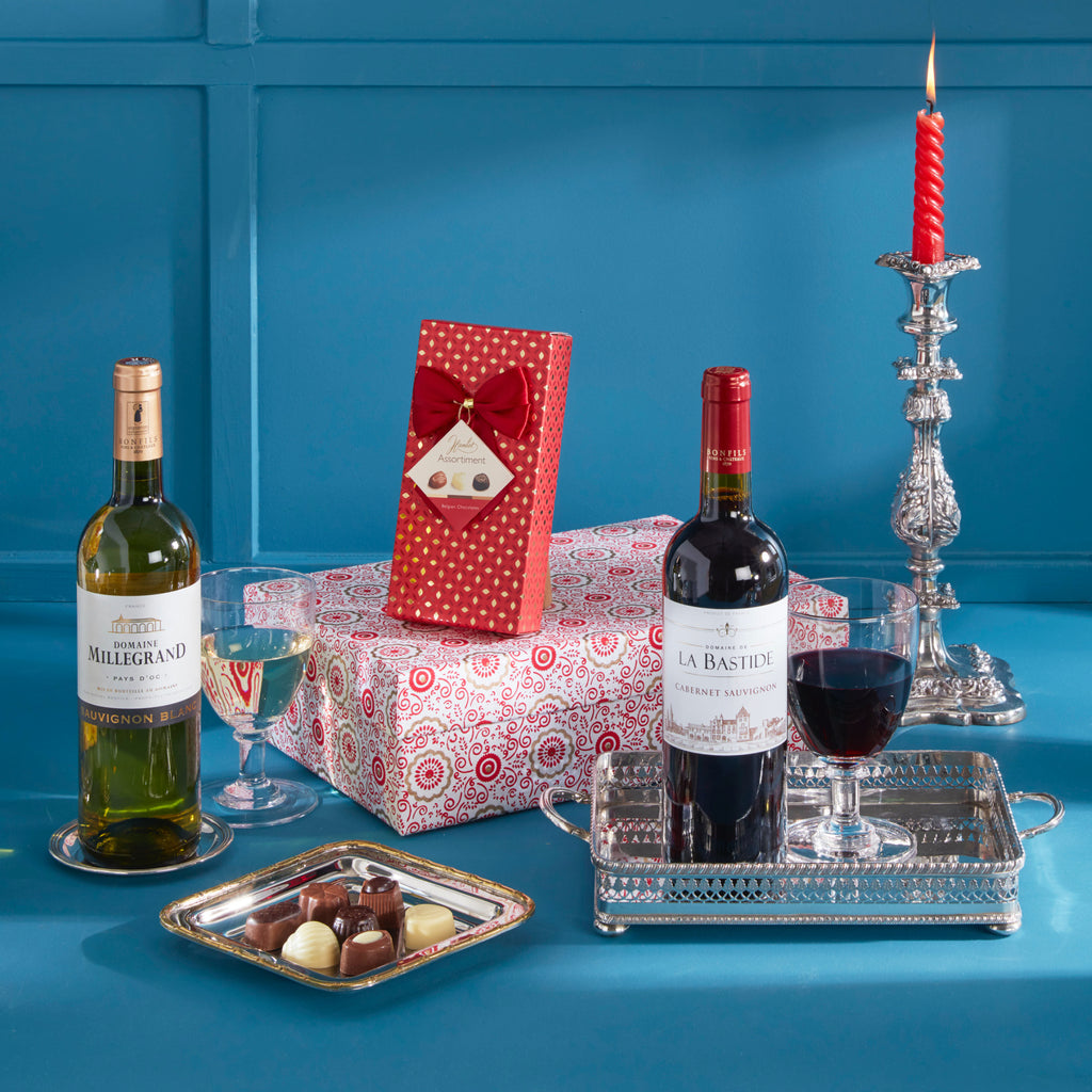 Wine & Chocolates gift Box. Christmas Wine Gift, Birthday wine gift. Irish Wine & Chocolates  hampers delivered 