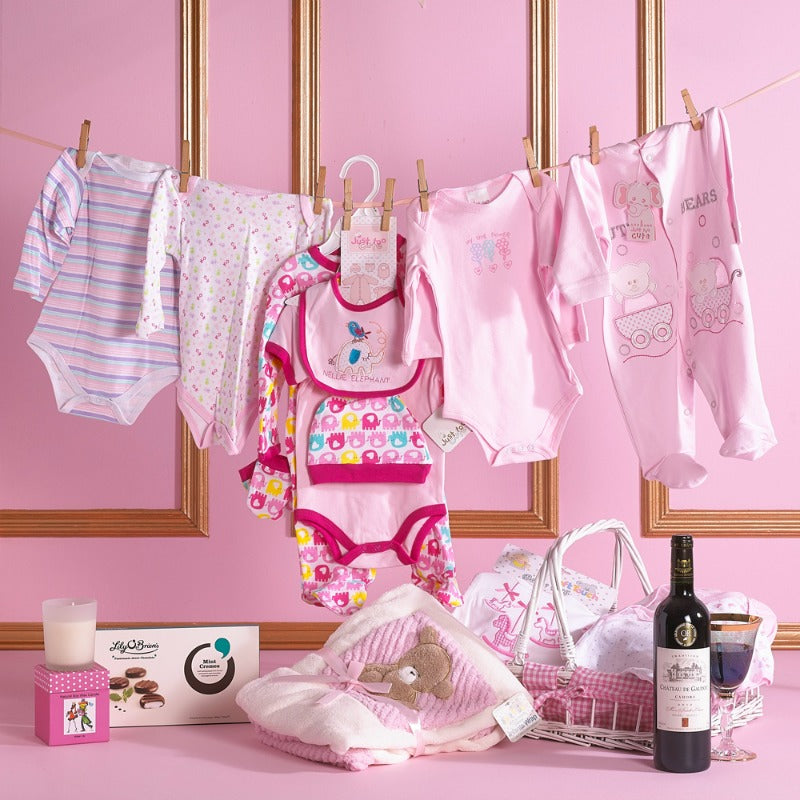 The perfect baby gift to welcome a new baby girl. Irish baby gift delivered. Baby Baskets & Baby Hampers delivered Ireland 