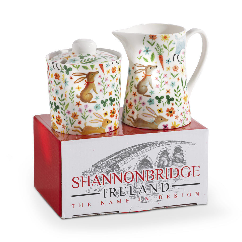 Shannonbridge Irish Pottery – Meadows Milk Jug & Sugar Gift Set.