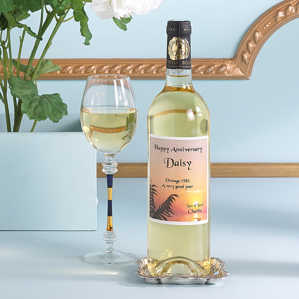 Personalised White Wine Gift. Unique gift with a personal touch. Corporate Wine Gift Ireland 