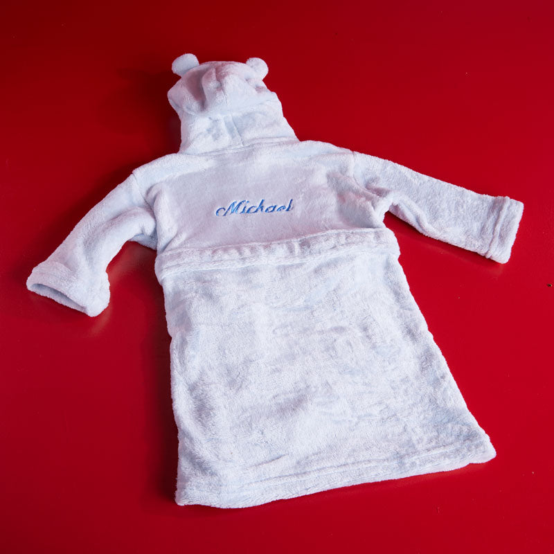 Baby boy gift, hooded bathrobe, bath robe, baby gift, corporate gifting, gifts delivered, new arrival, gift for new mum, gift for new dad, newborn baby, personalised baby gift, bespoke baby gift