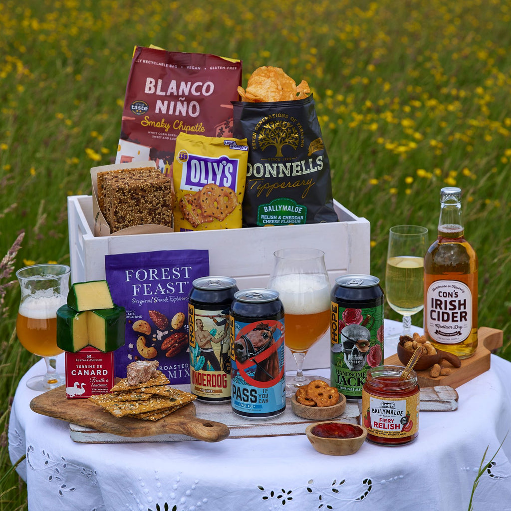 Beer and snacks hamper, irish beer and cider gift box, fathers day gift, match day gift, birthday gift for him, beers for gifts, Christmas gifts, corporate gifts delivered, 