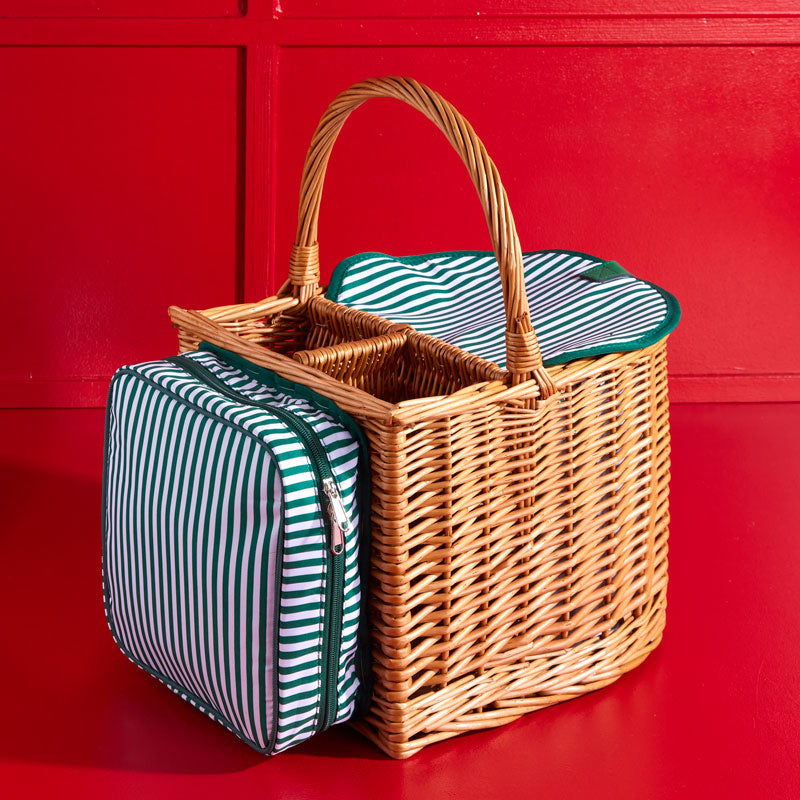 Wicker Picnic Basket for two people, birthday gift. Romantic gift for him 