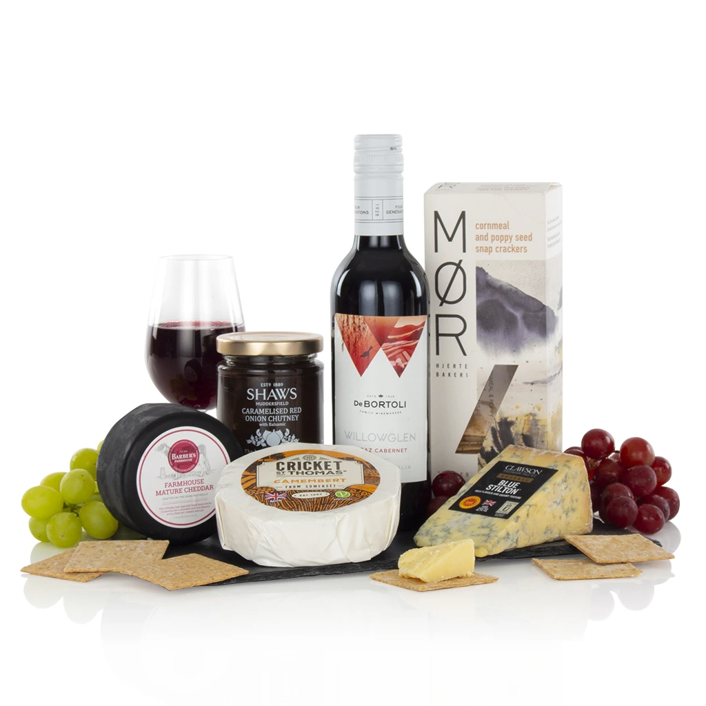 Foodie Gifts Delivered UK, Gifts for UK delivery, Christmas gifts delivered, UK gifts, Gifts for him, Gifts for her, Festive food gift, Cheese and Wine gift basket, Cheese wine and crackers gift basket, food gift basket, hampers delivered UK