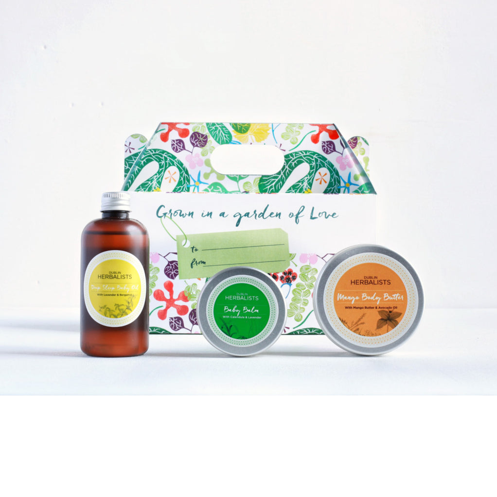 Dublin Herbalist New Baby Collection is perfect for new baby skin. New born baby gift delivered