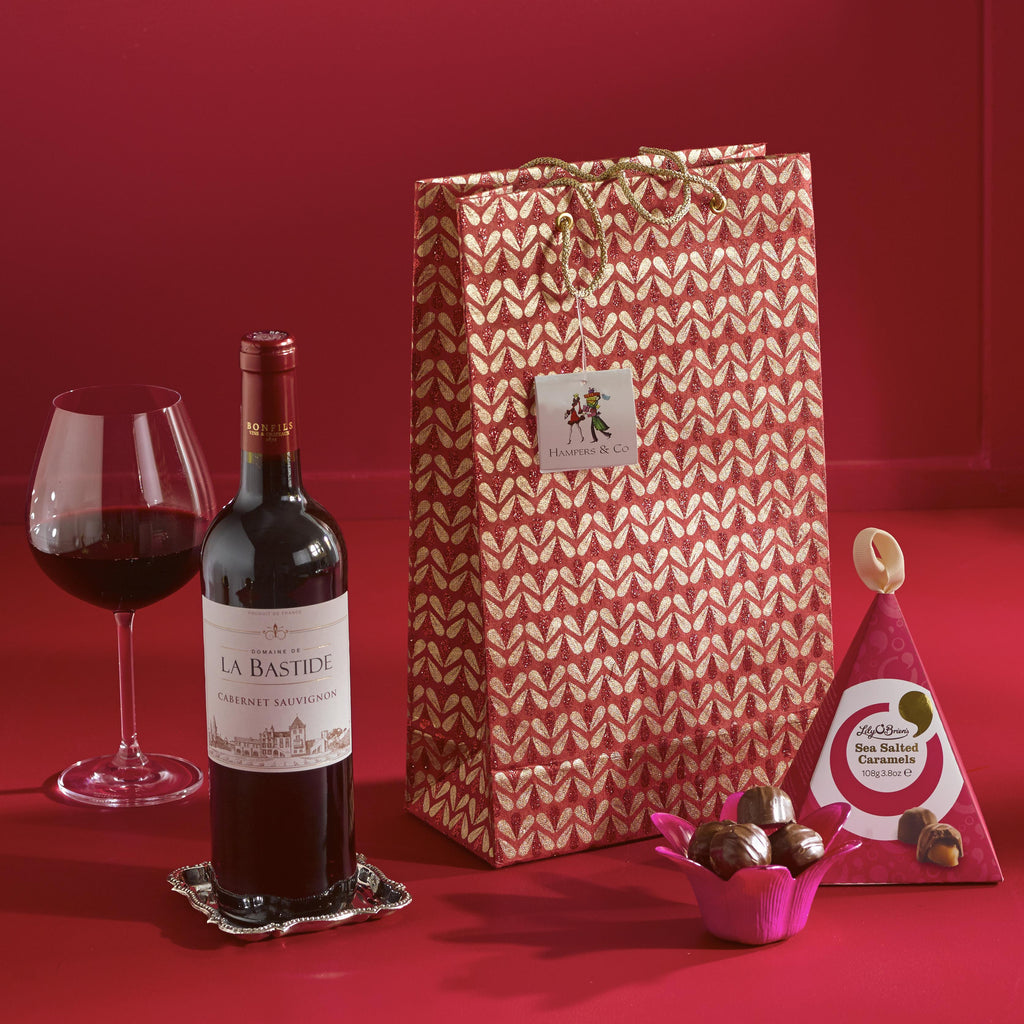 Red Wine & Chocolates Gift Bag. Corporate Gifts Ireland. Christmas Wine gifts 