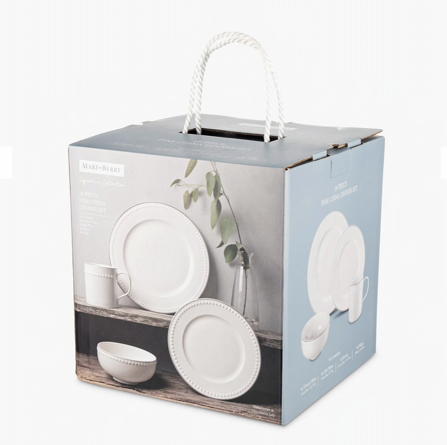Mary Berry's Signature Collection  16 Piece Dinner Set box image.Perfect wedding gift 